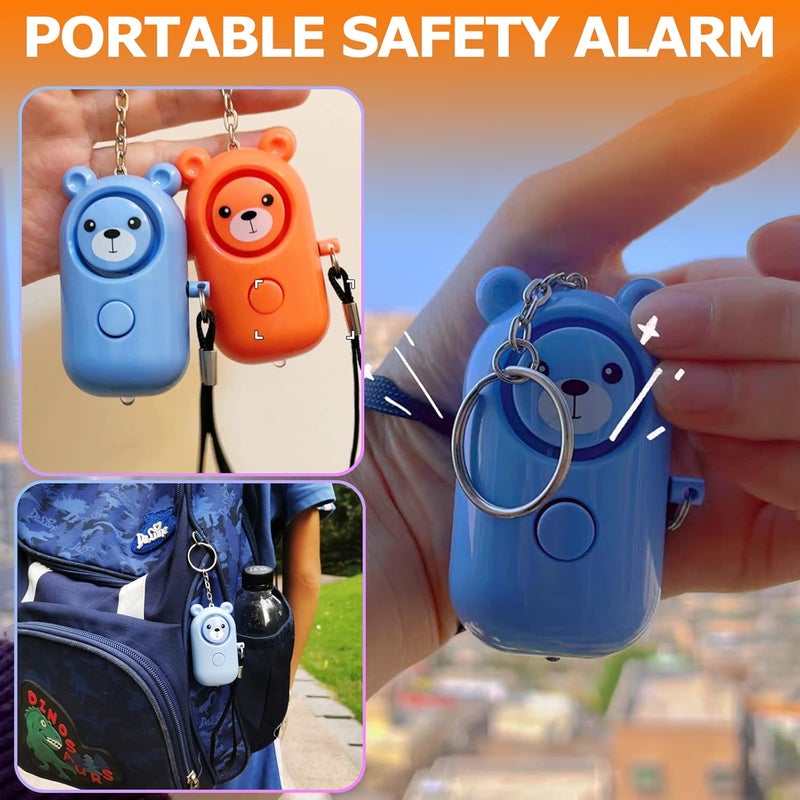 SRTKBEU Personal Alarm Safety Keychain 2 Pack, 130dB Self Defense Alarms for Women Kids Elderly Girl, Cute Safe Sound Portable Security Siren, Multi-Function with LED Light (Orange+Sky) - Image 4
